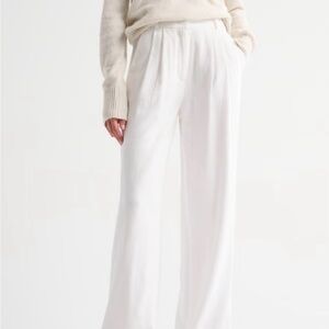 Abercrombie & Fitch White Wide-Leg Trousers